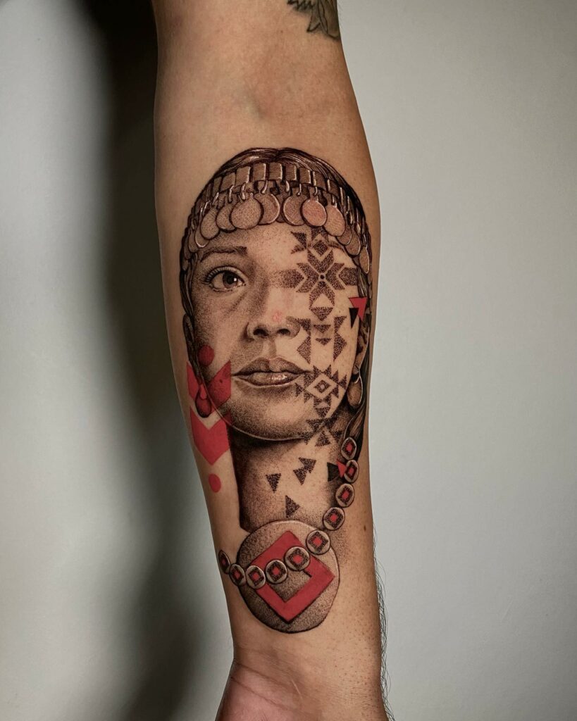 Tattoo Demian Massip- Mujer Mapuche